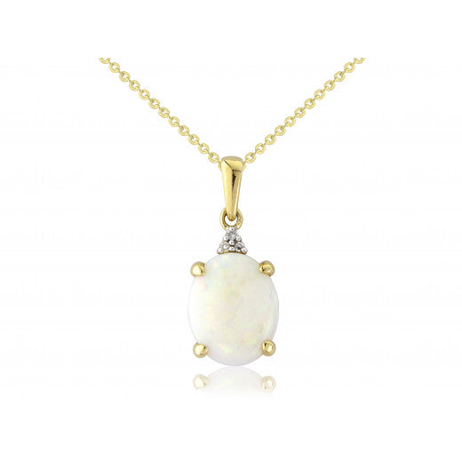 9ct Gold Gem Opal & Diamond Necklace - John Ross Jewellers