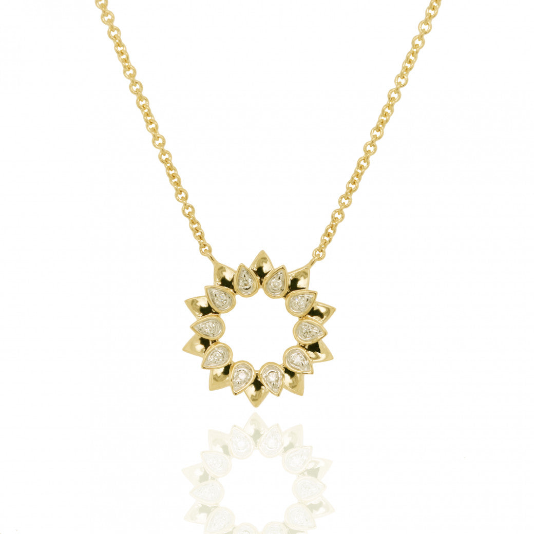 9ct Gold Diamond Open Sun Necklace - John Ross Jewellers