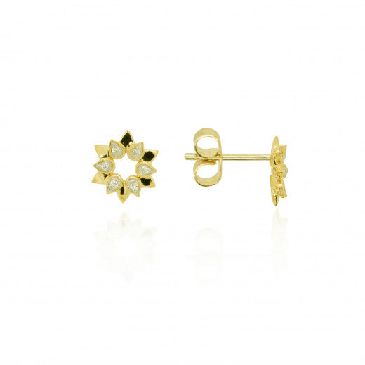 9ct Gold Diamond Open Sun Stud Earrings - John Ross Jewellers