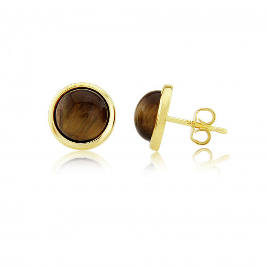 9ct Gold Tiger'S Eye Stud Earrings - John Ross Jewellers
