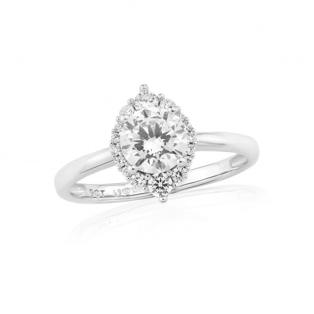 9ct White Gold CZ Vintage Style Dress Ring | Marquise Shape - John Ross Jewellers