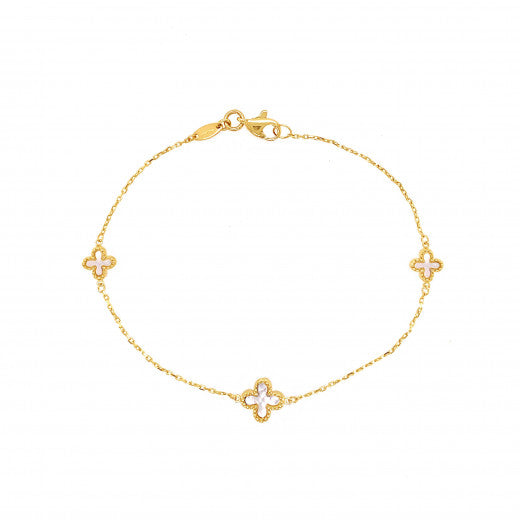 9ct Gold Mother of Pearl Quatrefoil Bracelet - John Ross Jewellers