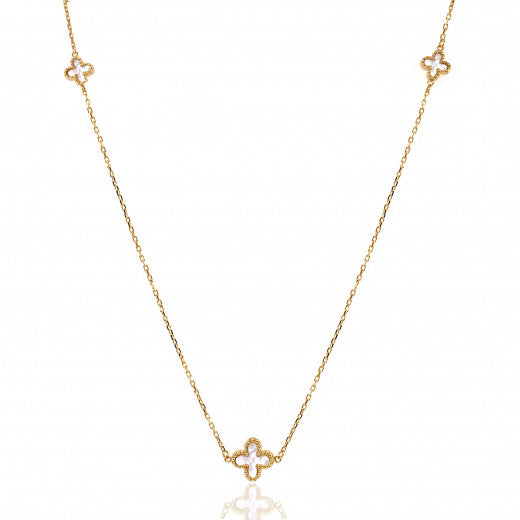9ct Gold Mother of Pearl Quatrefoil Necklace - John Ross Jewellers