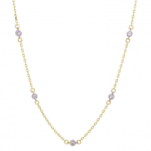 9ct Gold CZ Station Necklace - John Ross Jewellers