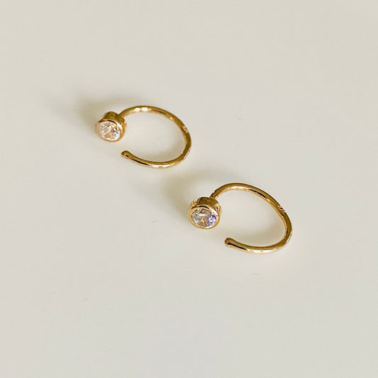 9ct Gold CZ Open Hoop Earrings - John Ross Jewellers