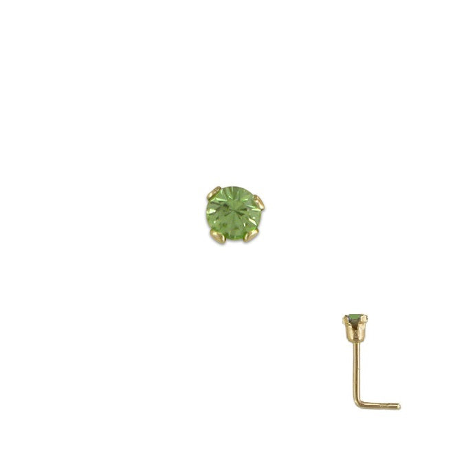 9ct Gold Nose Stud |1.5mm Green Crystal - John Ross Jewellers