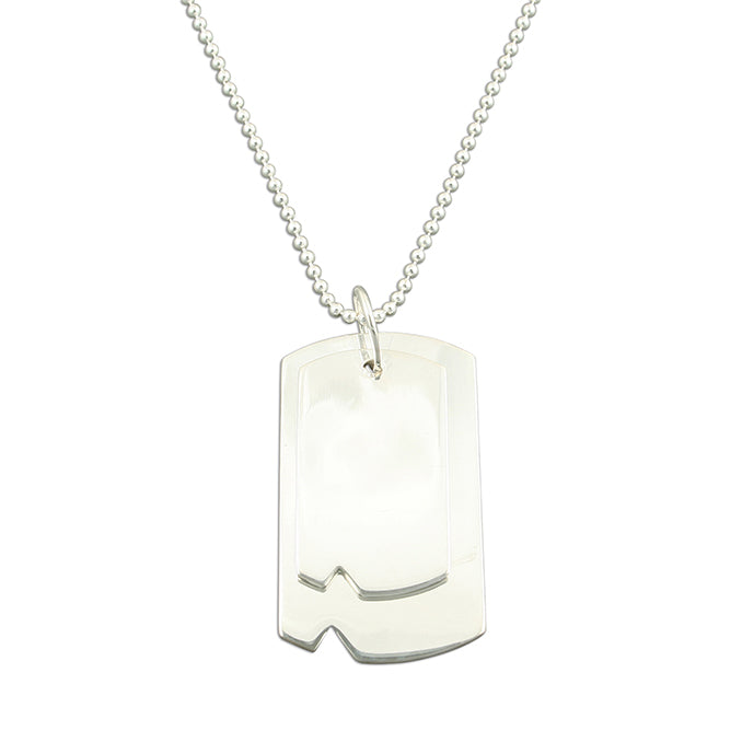Silver Double Tag Pendant and Bead Chain - John Ross Jewellers