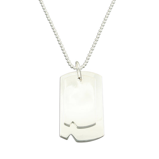 Silver Double Tag Pendant and Bead Chain - John Ross Jewellers