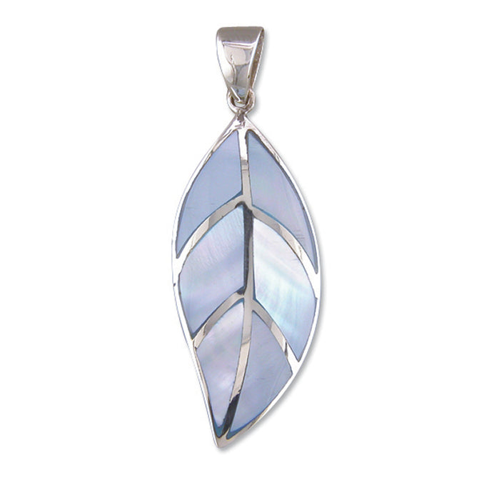 Silver Blue Mother of Pearl Leaf Necklace - John Ross Jewellers