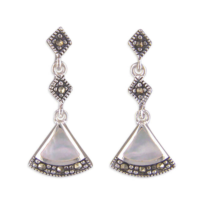 Mother of Pearl & Marcasite Drop Earrings - John Ross Jewellers