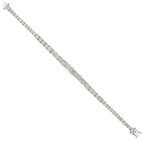 Silver CZ Claw Set Graduated Line Bracelet 18.5cm - John Ross Jewellers
