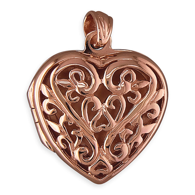 Rose Silver Filigree Locket & Chain - John Ross Jewellers