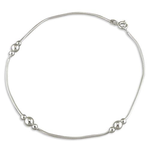 Silver Anklet - Beaded - John Ross Jewellers