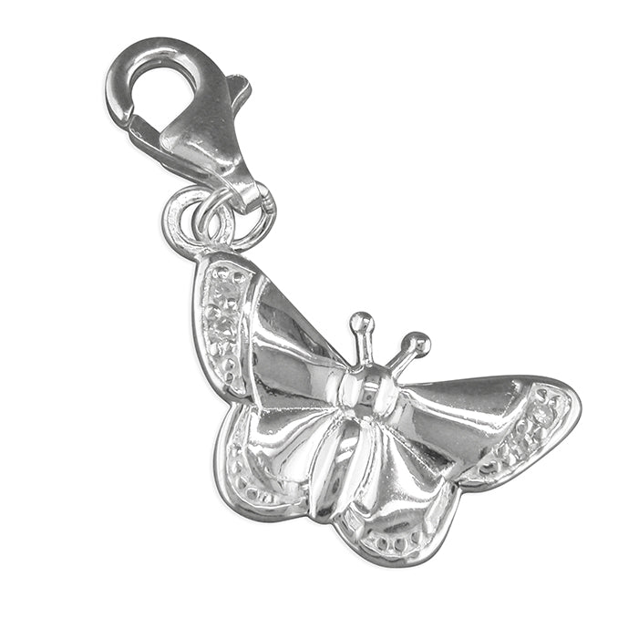 Silver CZ Butterfly Clip-on Charm - John Ross Jewellers