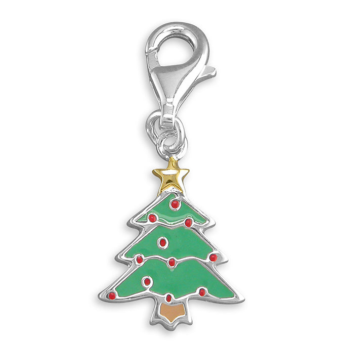 Silver Christmas Tree Clip-on Charm - John Ross Jewellers