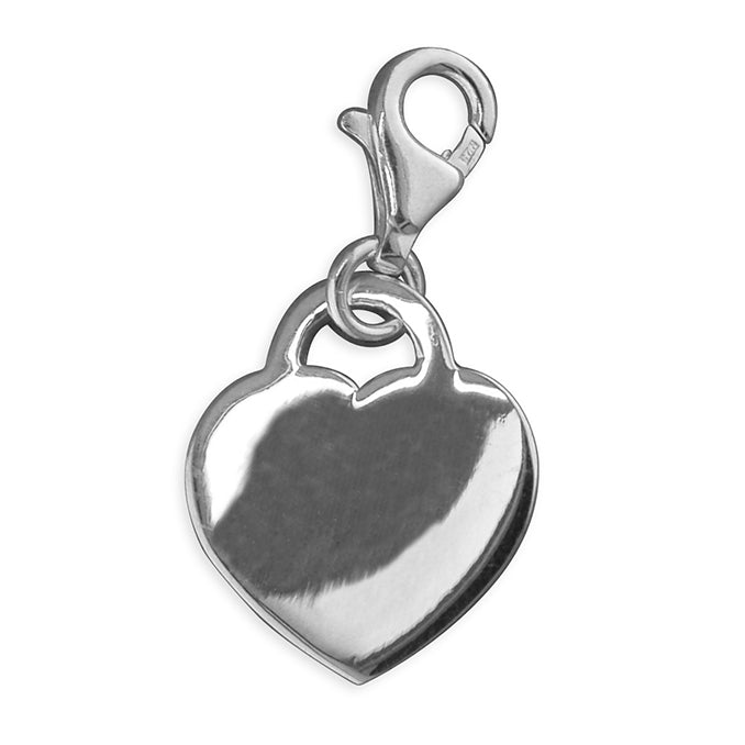 Silver Heart Disc Clip-on Charm - John Ross Jewellers