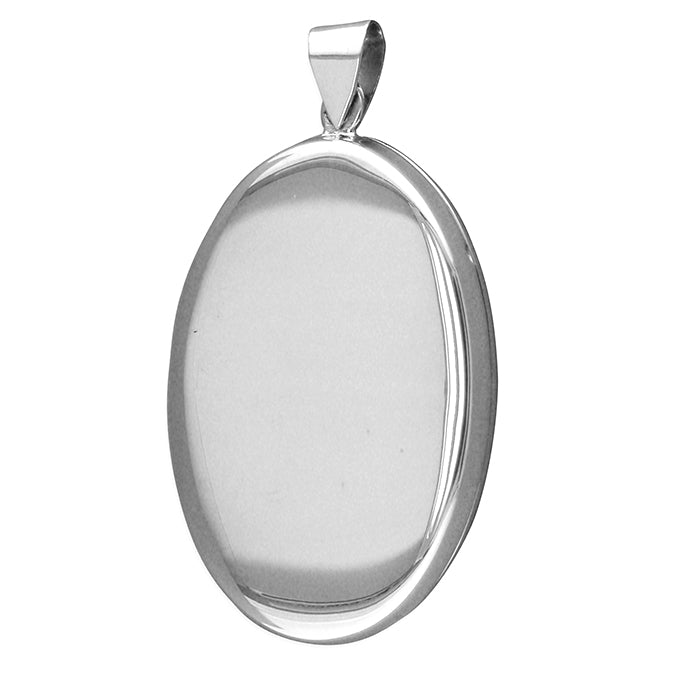 Silver Plain Oval Locket and Chain - Large - John Ross Jewellers