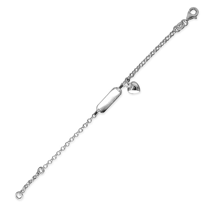 Silver Baby's 14cm Identity Bracelet With Heart Charm - John Ross Jewellers
