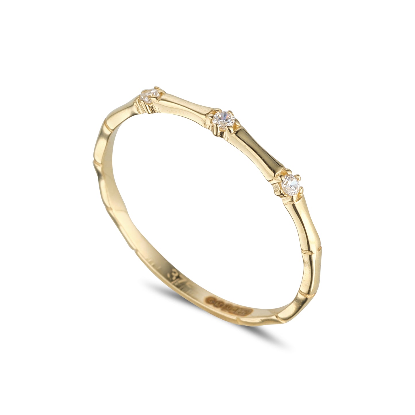 9ct Gold CZ Bamboo Ring - John Ross Jewellers