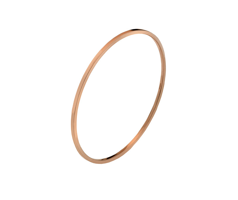 9ct Gold Classic Square Edged Polished Round Bangle 2mm Rose Gold - John Ross Jewellers