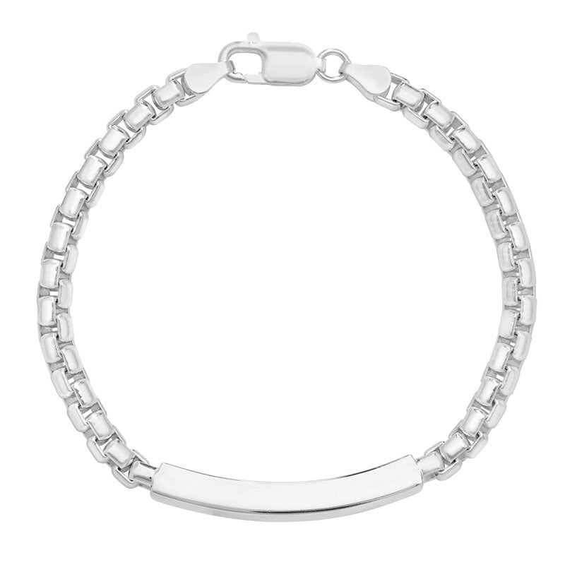 Silver Heavy Box Link Identity Bracelet - John Ross Jewellers