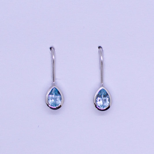 Silver Sky Blue Topaz Pear Drop Earrings - John Ross Jewellers