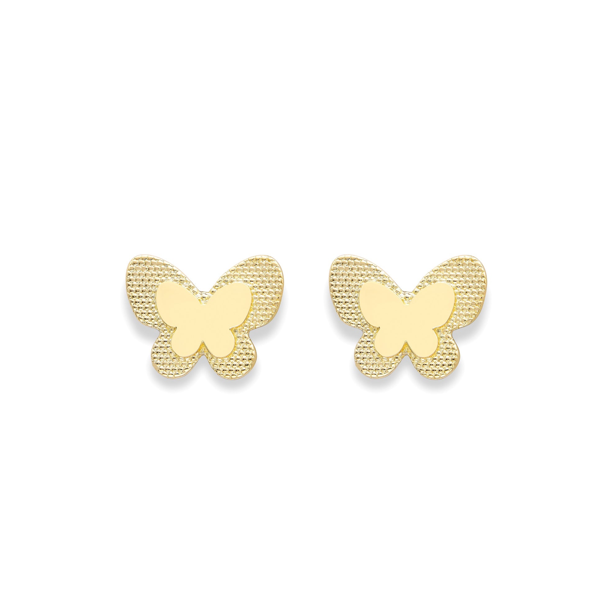 9ct Gold Textured Butterfly Stud Earrings - John Ross Jewellers