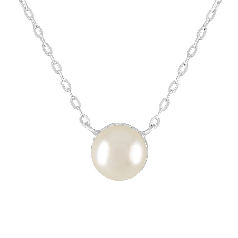 Silver Pearl Solitaire Necklace - John Ross Jewellers