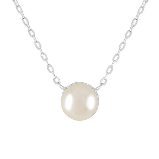 Silver Pearl Solitaire Necklace - John Ross Jewellers