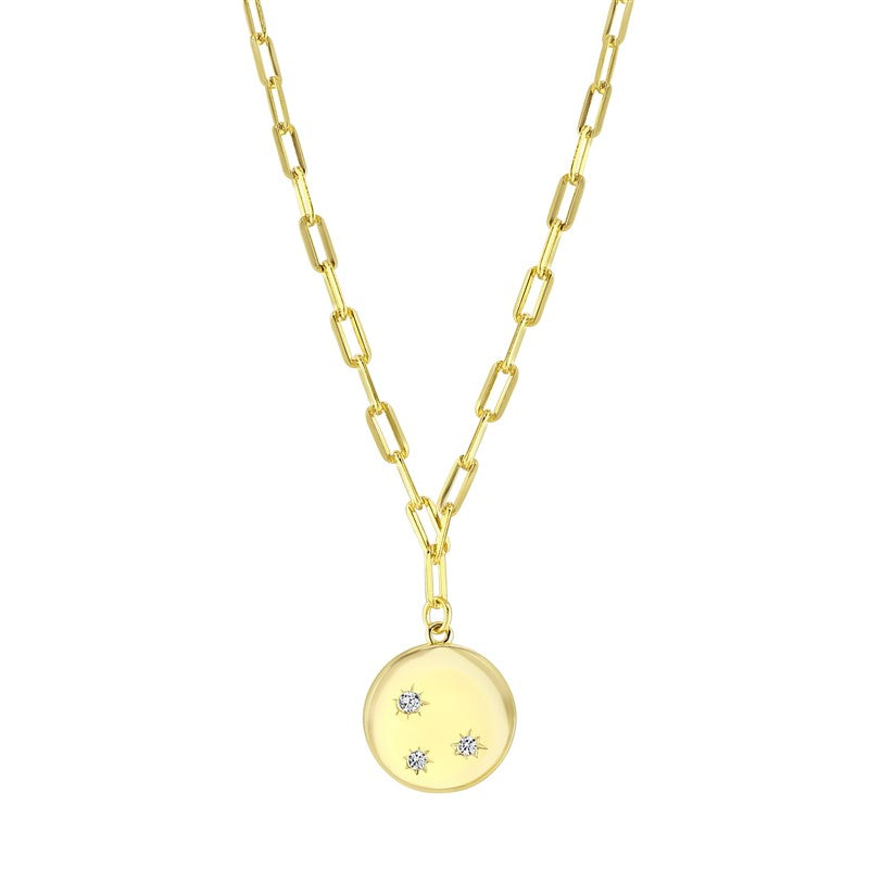 Sunshine CZ Star Set Disc Necklace - John Ross Jewellers