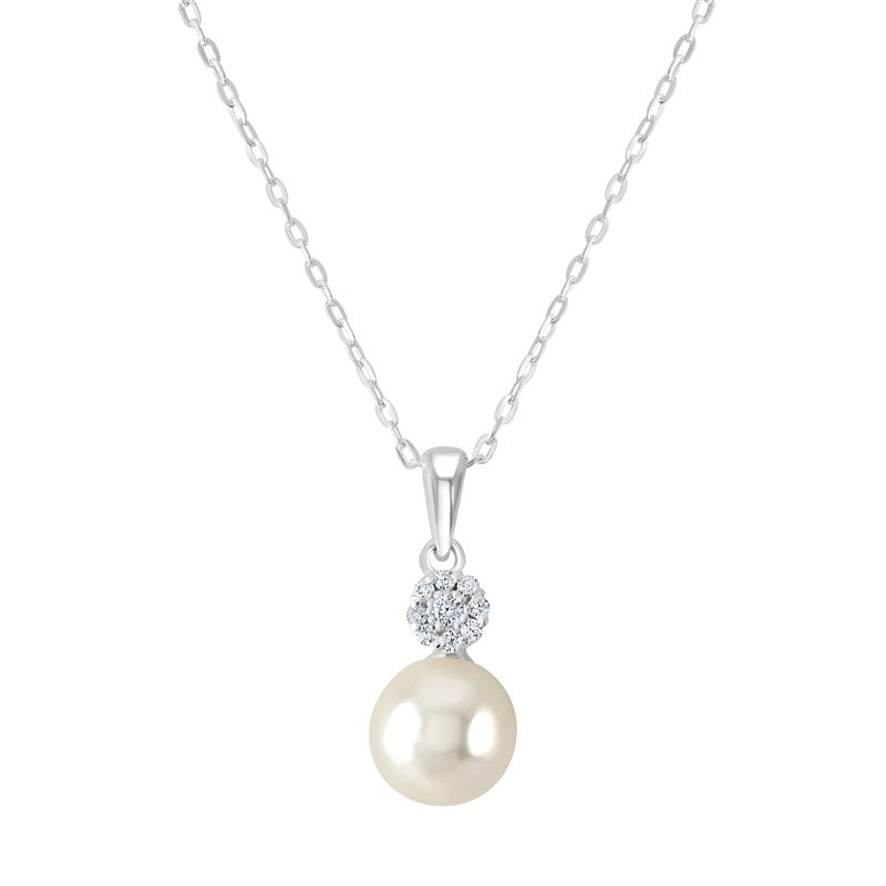 Silver Pearl & CZ Necklace - John Ross Jewellers