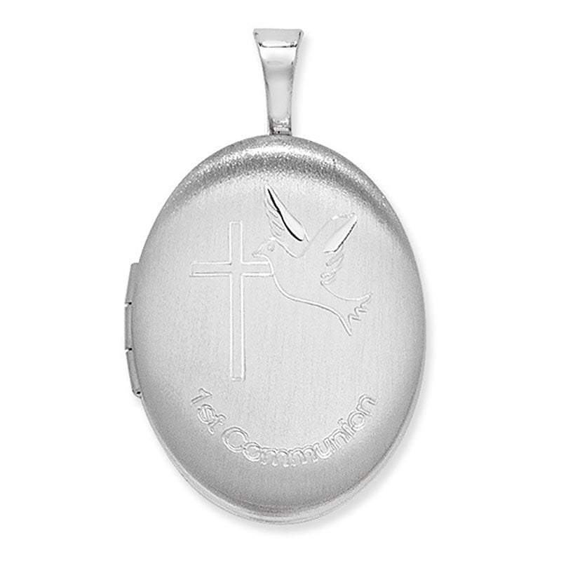 Silver First Communion Locket Necklace - John Ross Jewellers