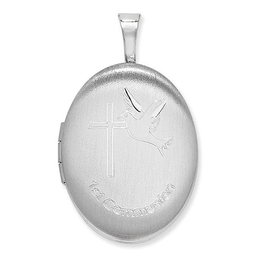 Silver First Communion Locket Necklace - John Ross Jewellers