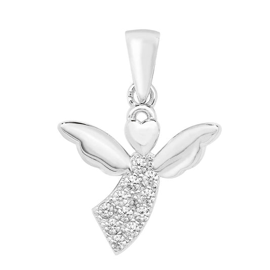 Silver Flying CZ Angel Necklace - John Ross Jewellers