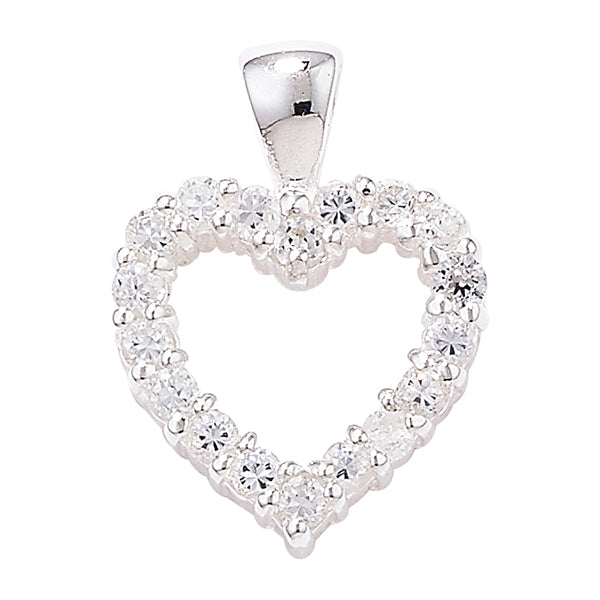 Silver CZ Open Heart Necklace - John Ross Jewellers