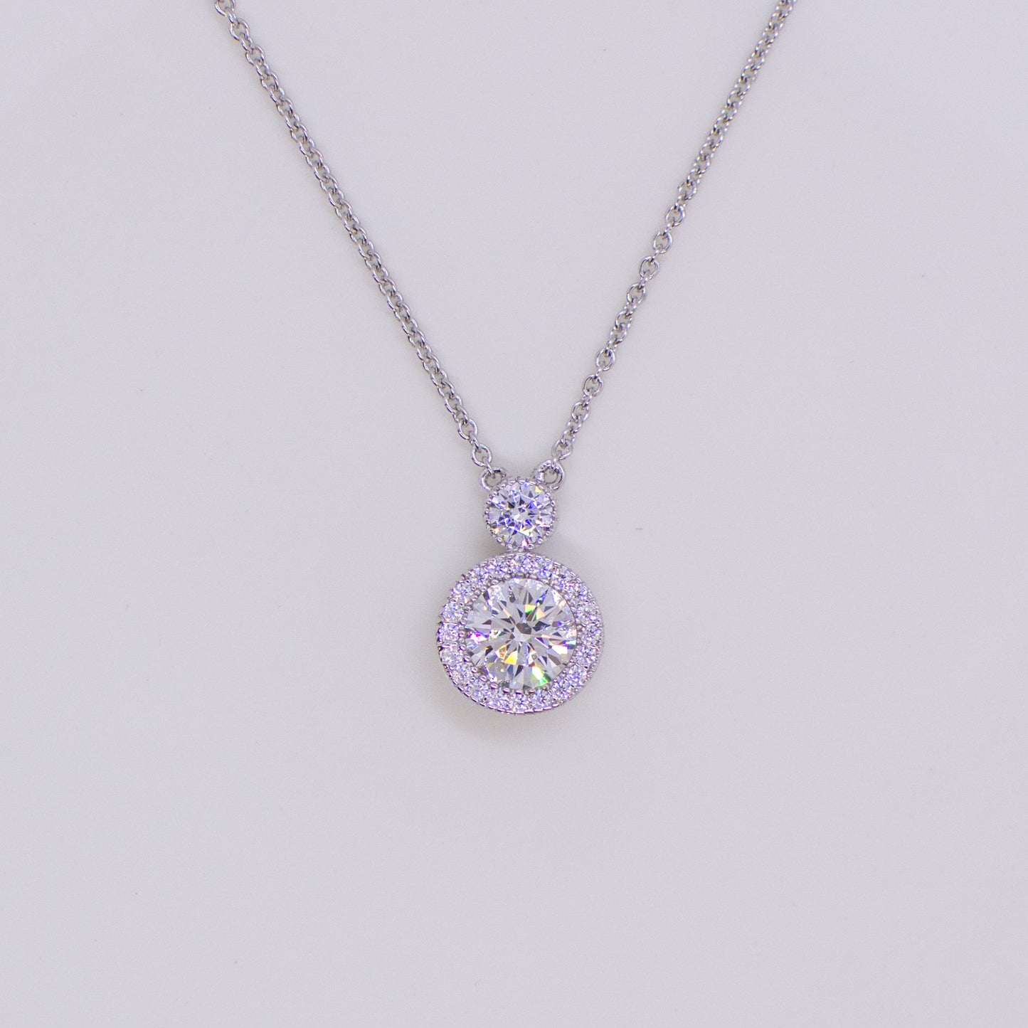 Silver CZ Halo Necklace - John Ross Jewellers