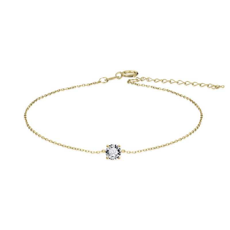 14ct Gold CZ Solitaire Bracelet | 4mm - John Ross Jewellers