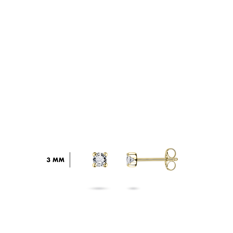14ct Gold CZ Stud Earrings | 3mm - John Ross Jewellers