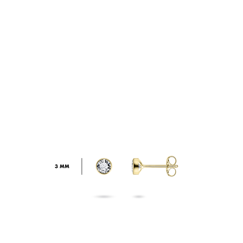 14ct Gold Bezel Set CZ Stud Earrings | 3mm - John Ross Jewellers