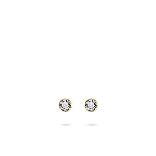 14ct Gold Bezel Set CZ Stud Earrings | 4mm - John Ross Jewellers