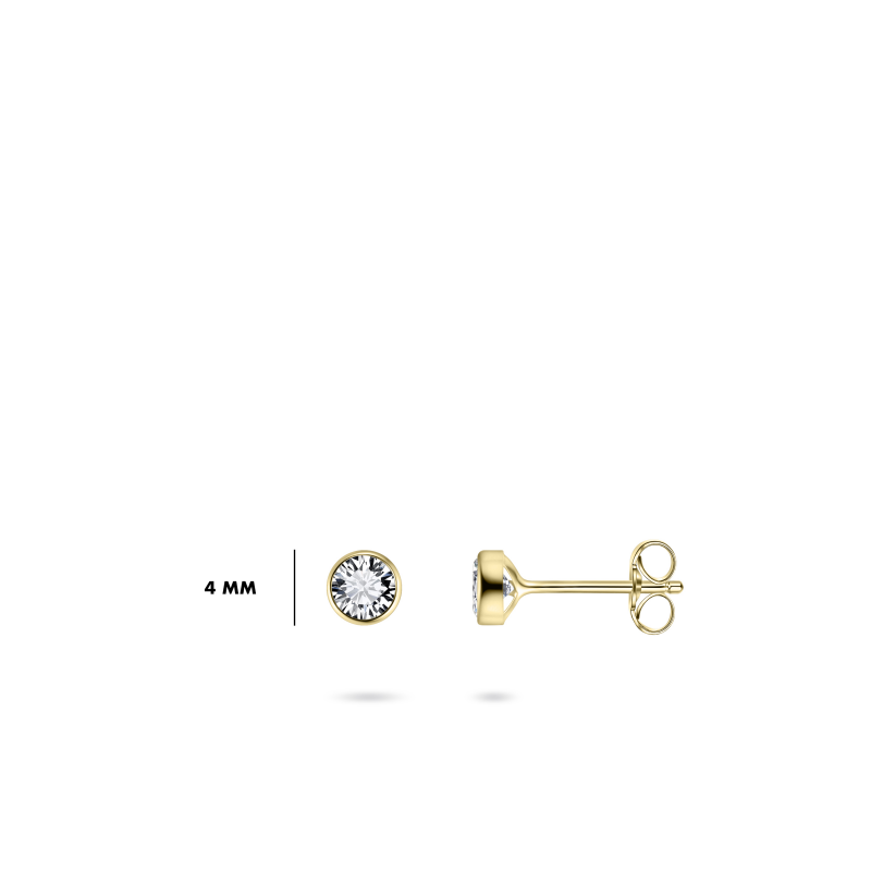 14ct Gold Bezel Set CZ Stud Earrings | 4mm - John Ross Jewellers