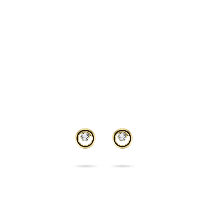 14ct Gold CZ Circle Stud Earrings - John Ross Jewellers