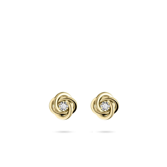 14ct Gold CZ Knot Stud Earrings - John Ross Jewellers