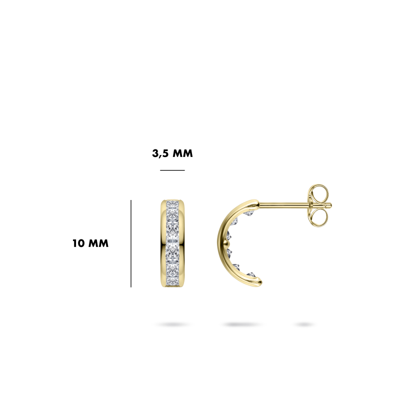 14ct Gold CZ Half Hoop Earrings | 10mm - John Ross Jewellers