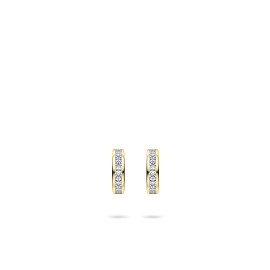14ct Gold CZ Half Hoop Earrings | 8mm - John Ross Jewellers