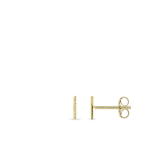 14ct Gold Twist Bar Stud Earrings - John Ross Jewellers