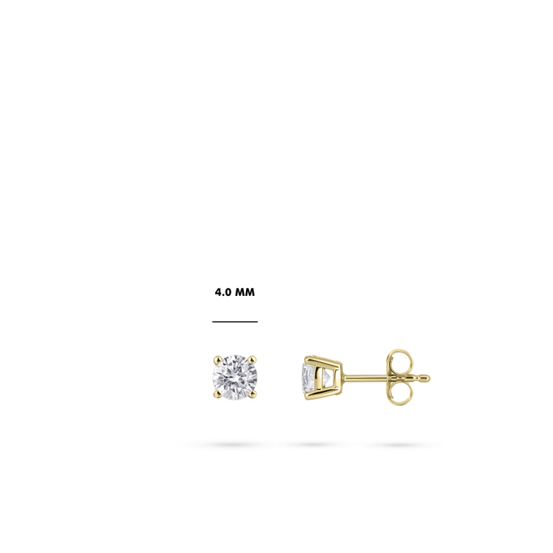 14ct Gold Four Claw CZ Stud Earrings | 4mm - John Ross Jewellers