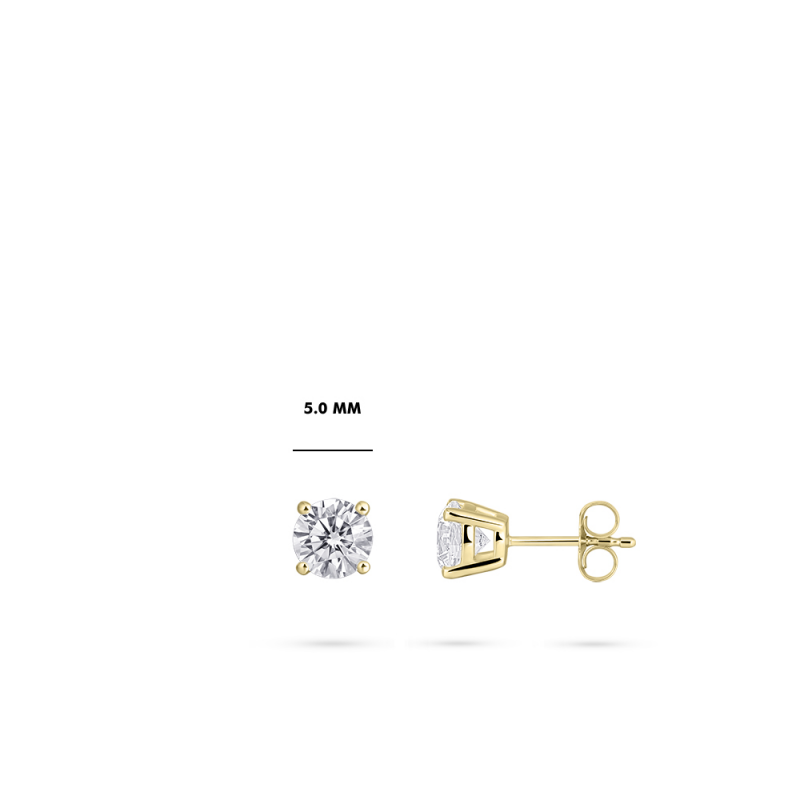 14ct Gold Four Claw CZ Stud Earrings | 5mm - John Ross Jewellers