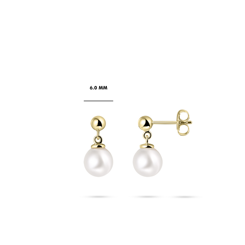 14ct Gold Pearl Drop Earrings | 6mm - John Ross Jewellers