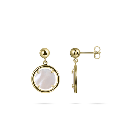 14ct Gold Mother of Pearl Drop Earrings - John Ross Jewellers